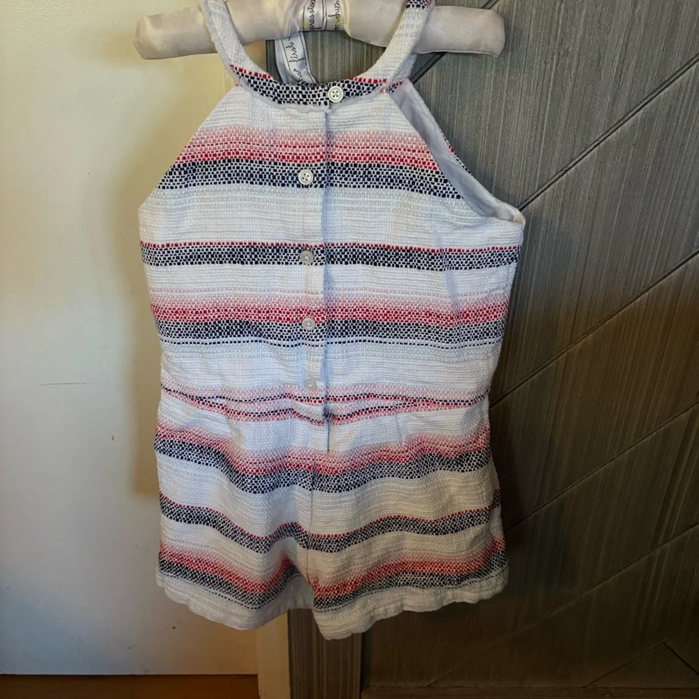 Janie & Jack Girls Cotton Tweed Romper, Size Kids 8, White, Red, Pink, Blue